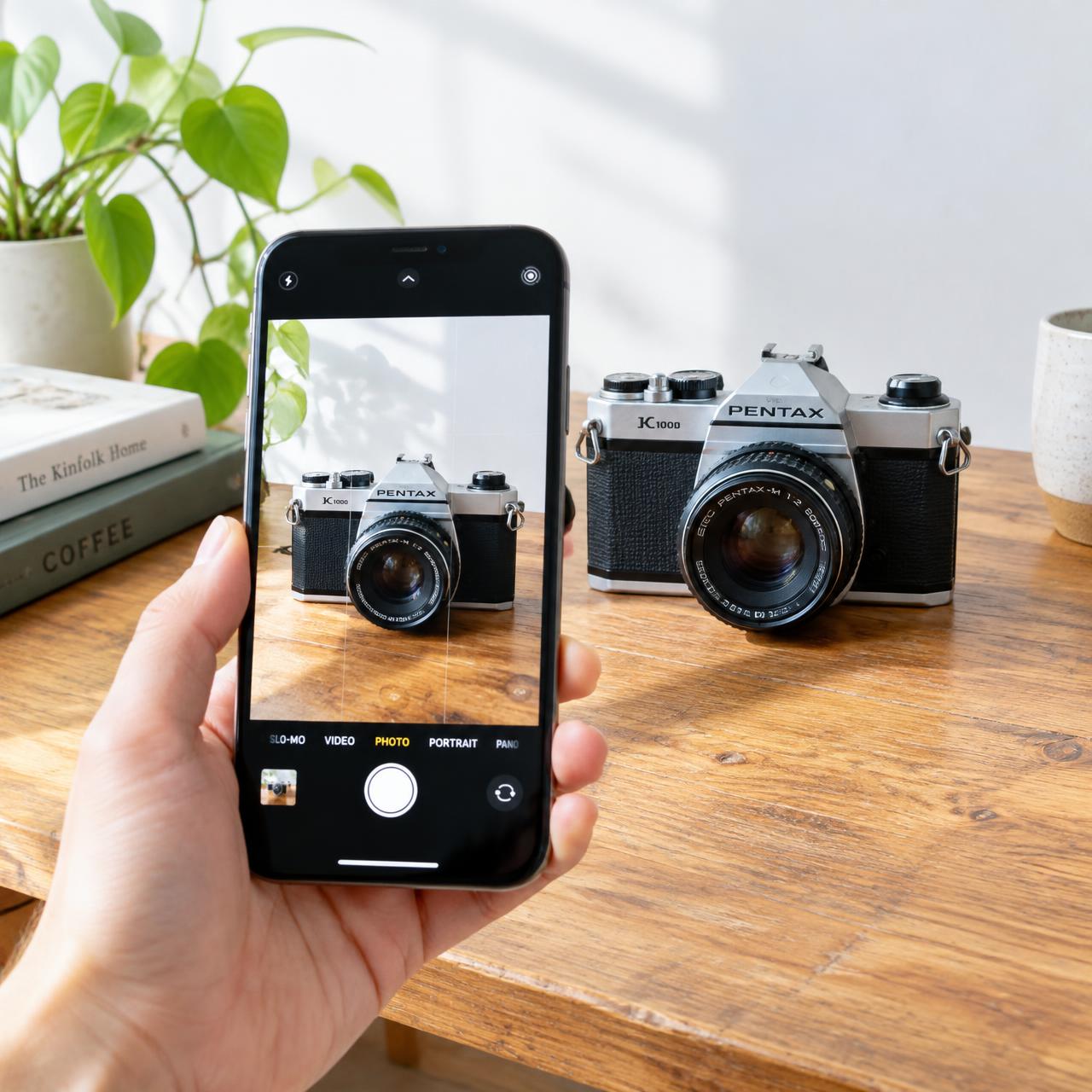 Artikel wird mit dem Smartphone fotografiert